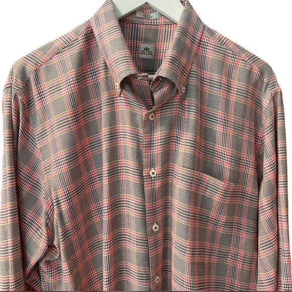 Peter Millar Plaid Cotton Long Sleeve Button Down Dress Shirt Men's size L - Picture 1 of 7